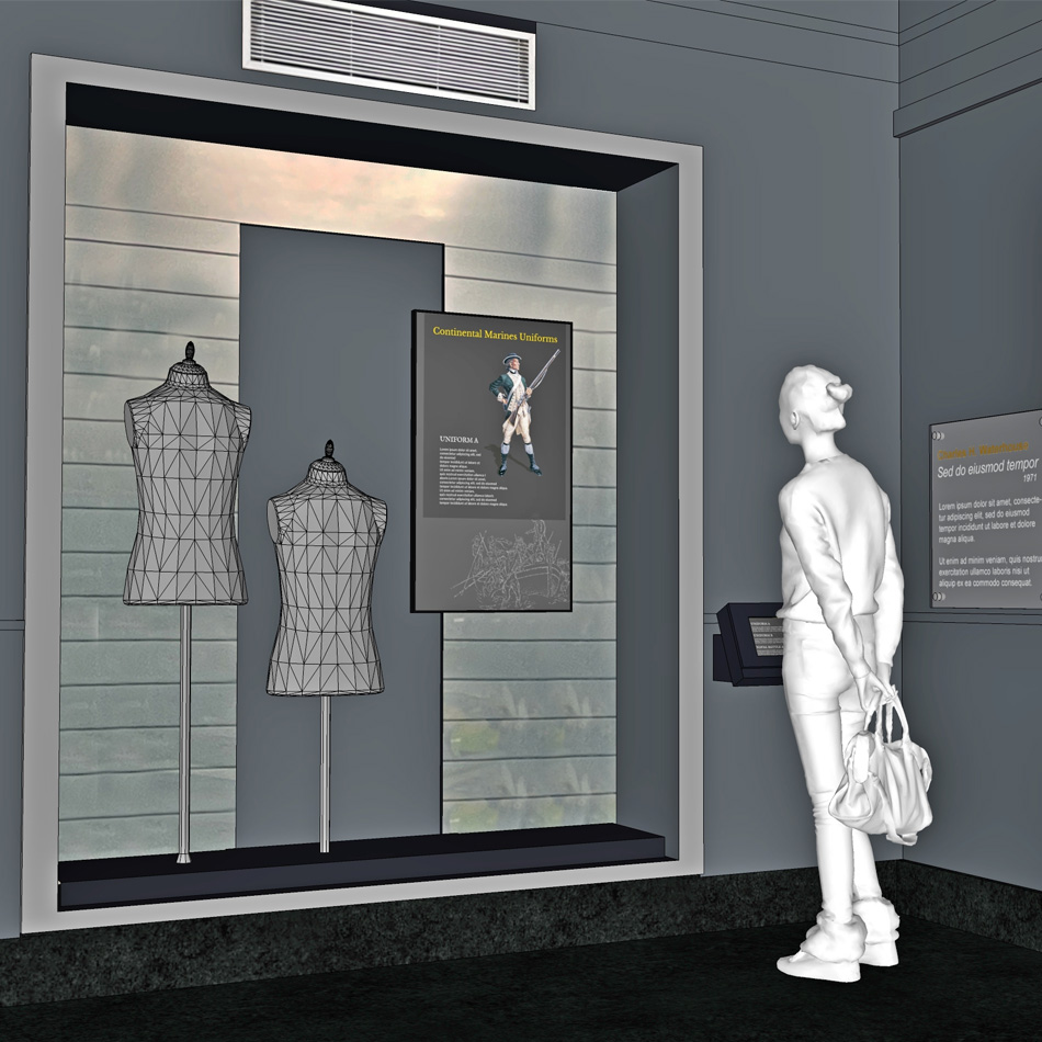 Concept design for the USMC 250th exhibit gallery