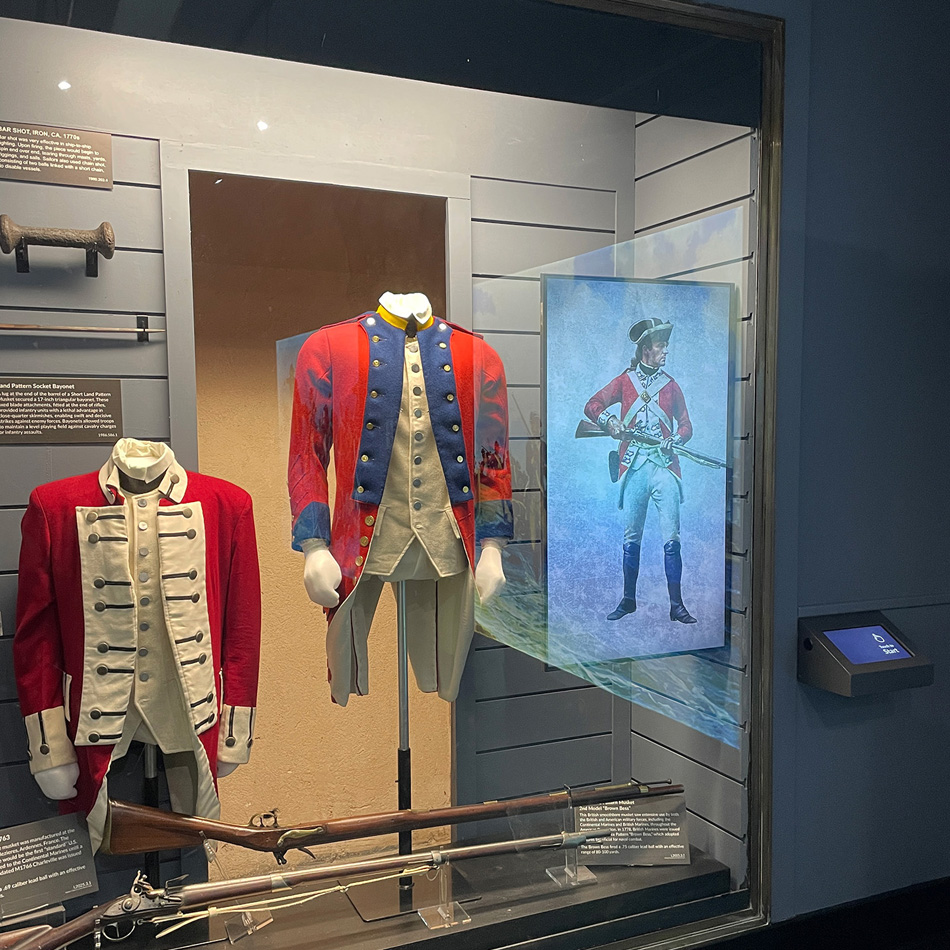 Replica Continental Marine uniforms on display
