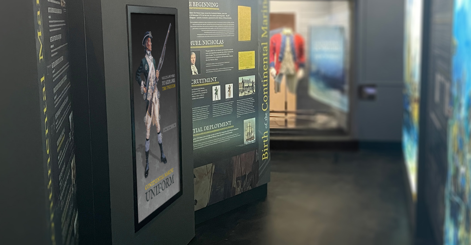 Touchscreen interactive exploring the Continental Marine uniform