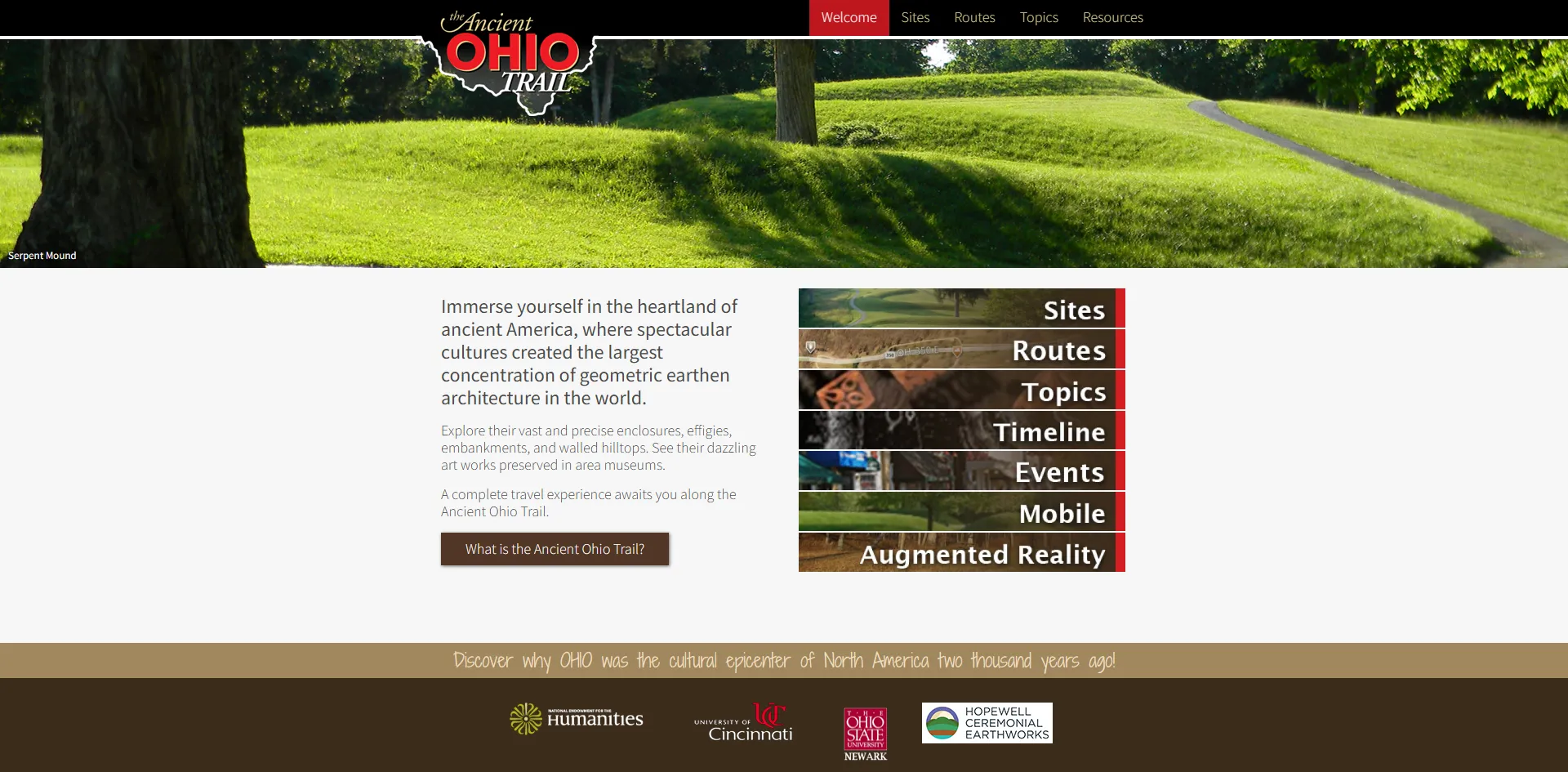 Ancient Ohio Trail website homepage