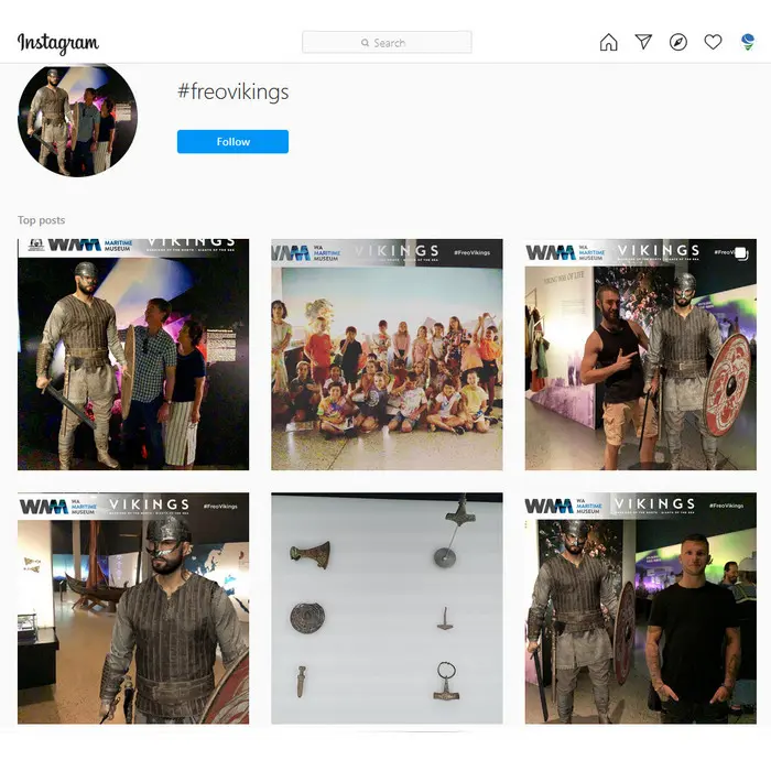 Instagram post featuring a photo of the AR Viking experience