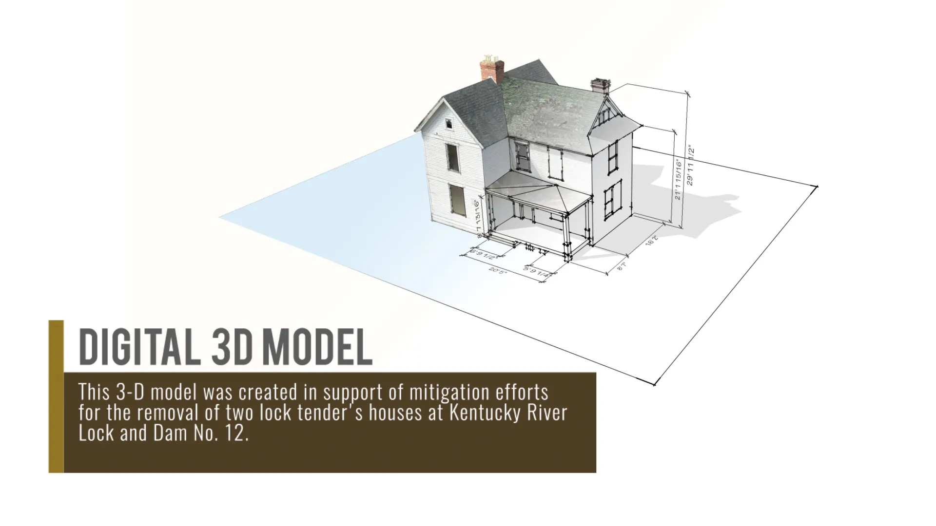 3D digital model showing both lock tender houses and the surrounding terrain