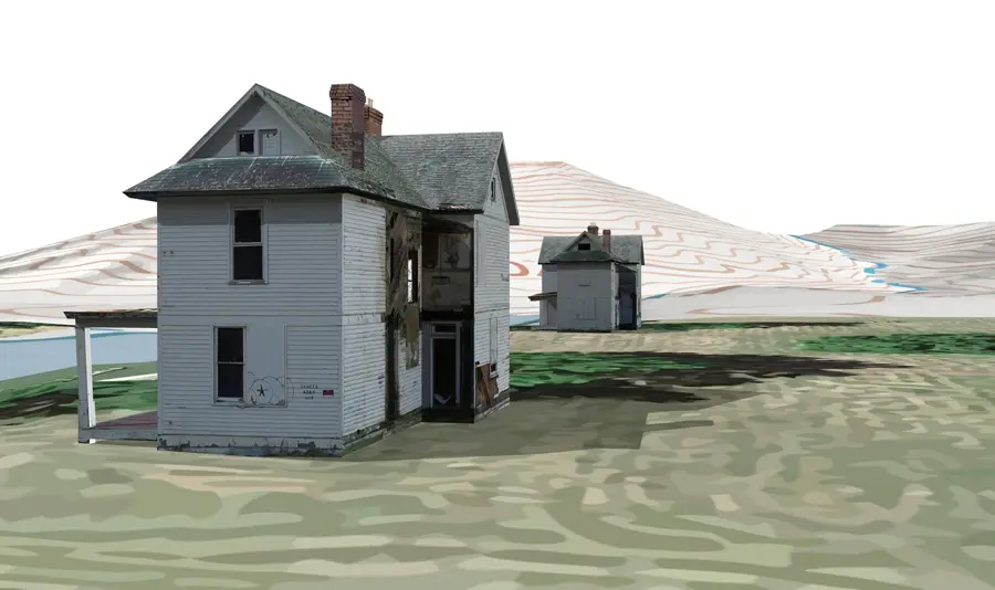 Sketchfab 3D model viewer showing Lock and Dam No. 12, House No. 1